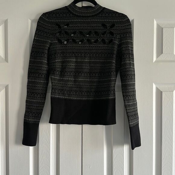 Bailey/44 Women’s Black & Grey Cutout Sweater - Picture 1 of 5